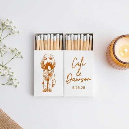 Custom Wedding Matchbox with Pet Illustration (CS 633)