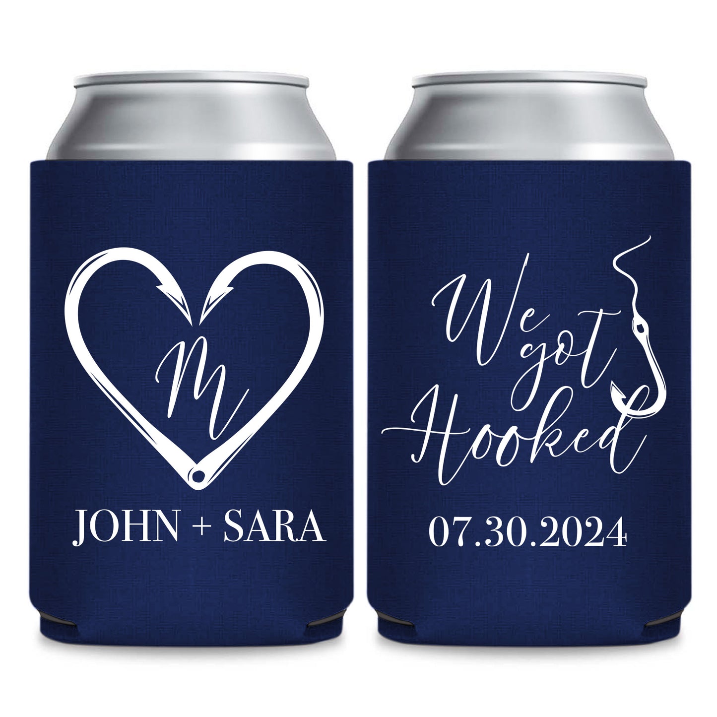 We Got Hooked Wedding Can Coolers (CS636)