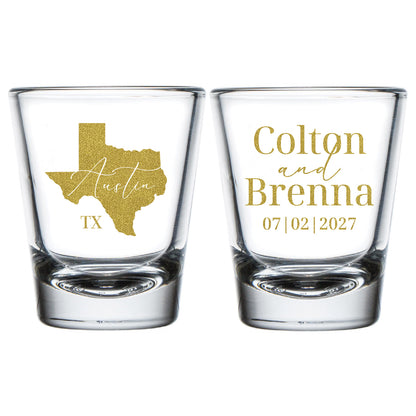 Personalized Custom State Wedding Shot Glasses (CS642)