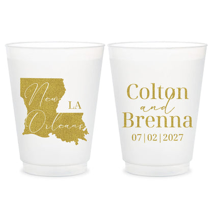 Personalized Custom State Wedding Frosted Cups (CS642)