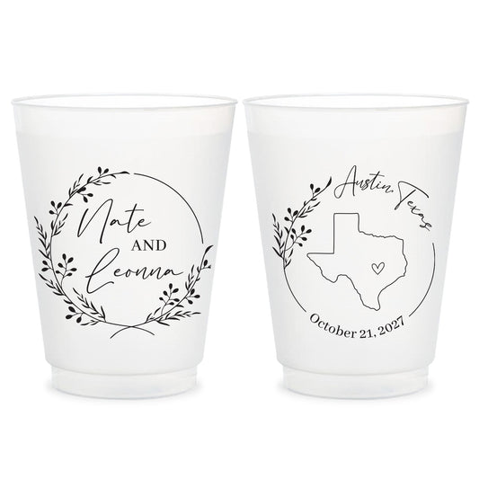 Personalized State Map Frosted Cups for Weddings (LP68)