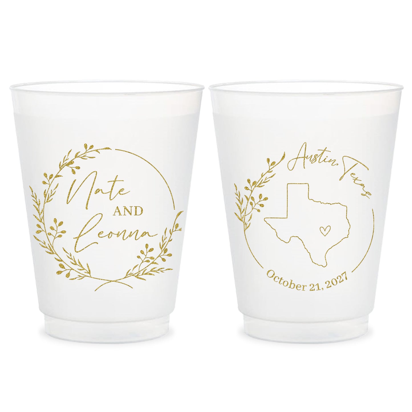 Personalized State Map Frosted Cups for Weddings (LP68)