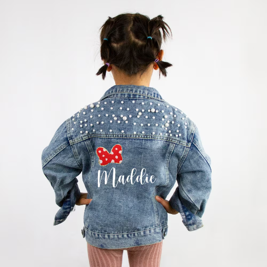 Red Bow Custom Denim Jacket