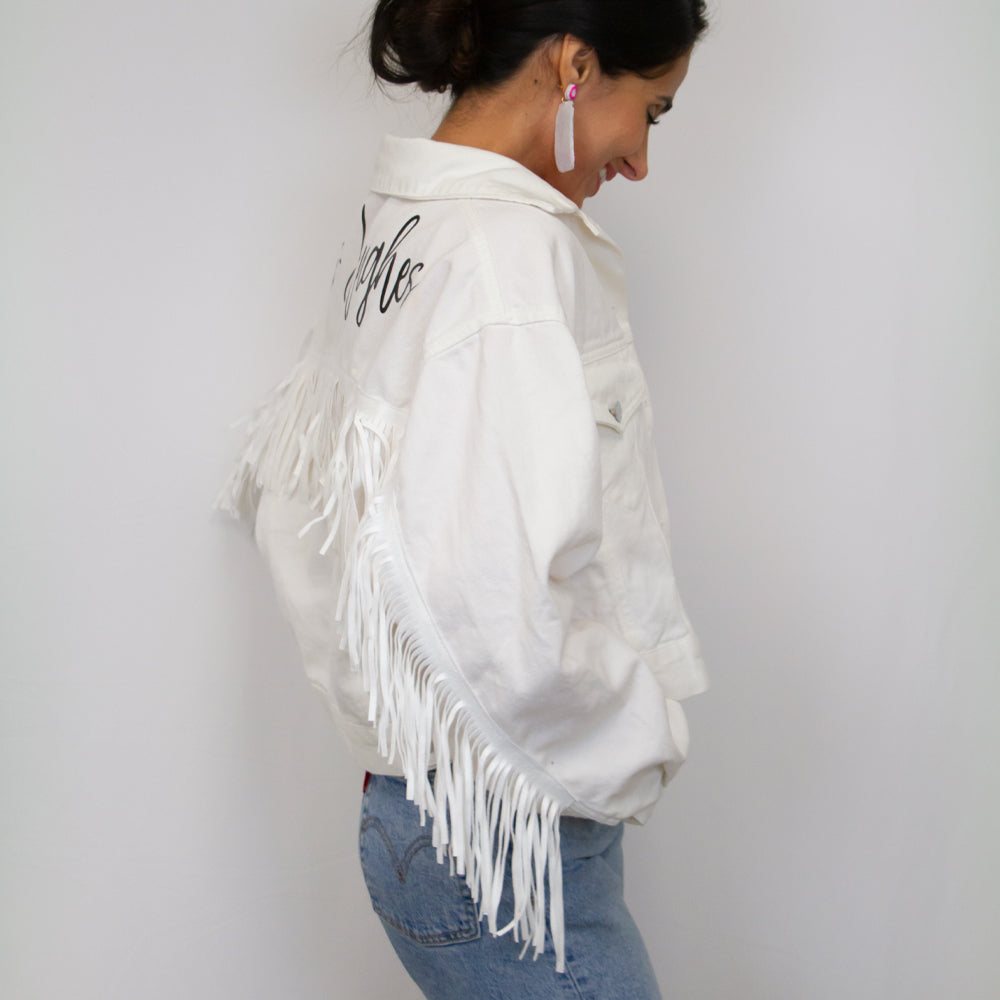 (White Fringe) Bridal Shower Fringe Jacket