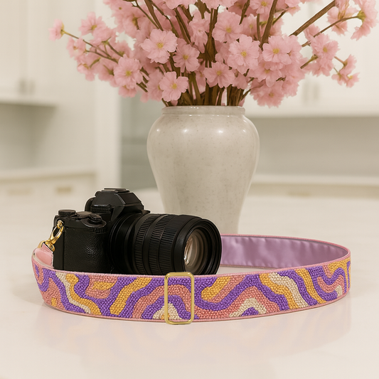 Purple & Pink Wave Beaded Camera Strap