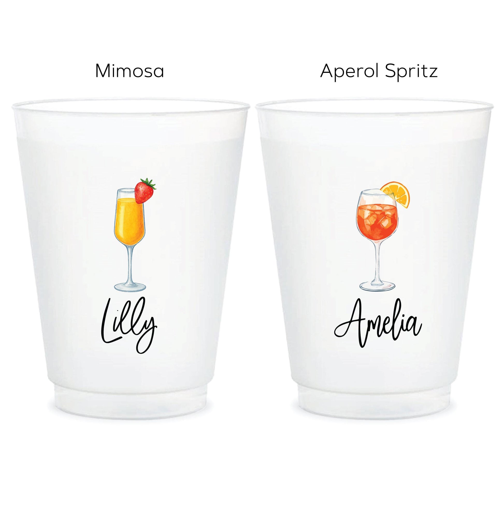 a couple of cups that have drinks in them