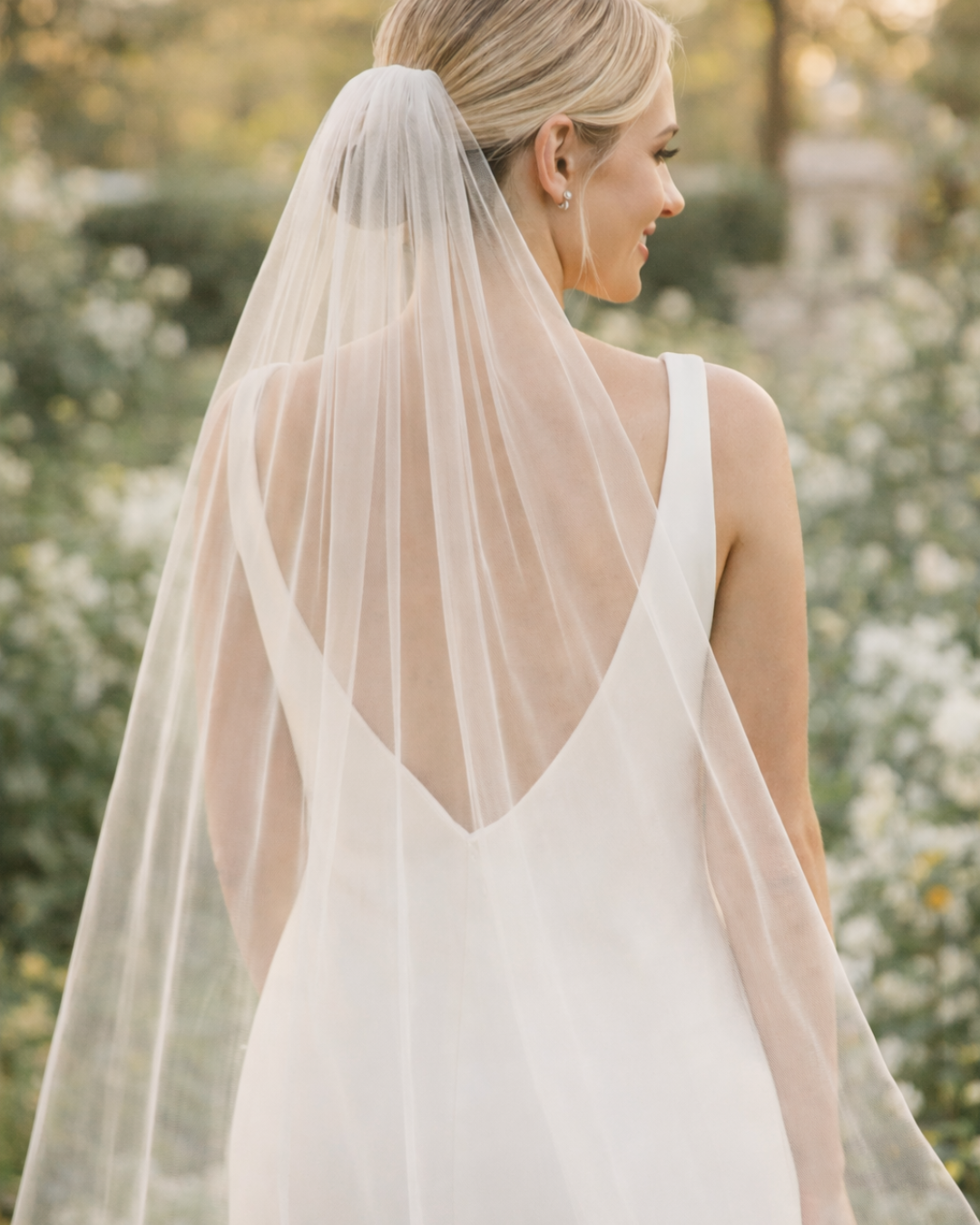 Large Print Floral Bridal Veil