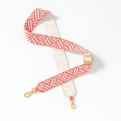 Pink Geometric Beaded Camera Strap