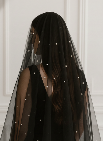 Black Pearl Bridal Wedding Veil
