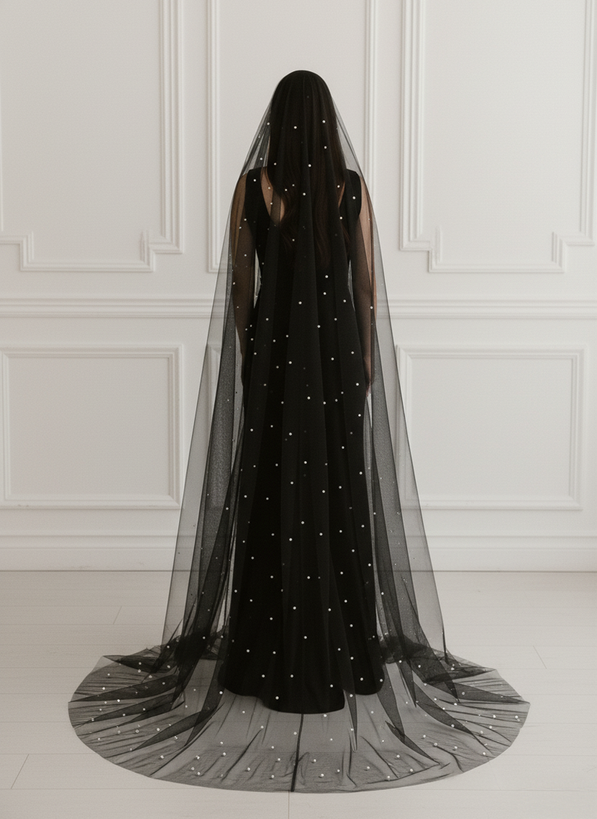 Black Pearl Bridal Wedding Veil