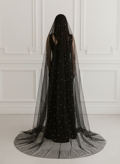 Black Pearl Bridal Wedding Veil