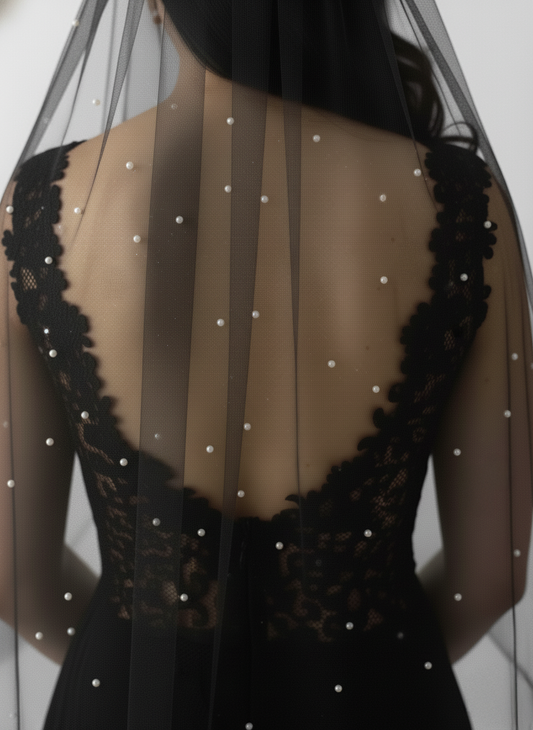 Black Pearl Bridal Wedding Veil