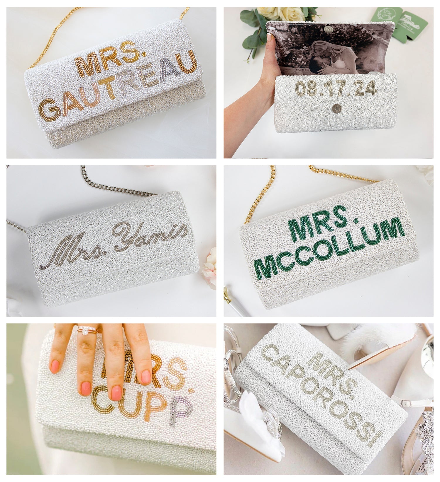 a collage of photos showing different types of purses