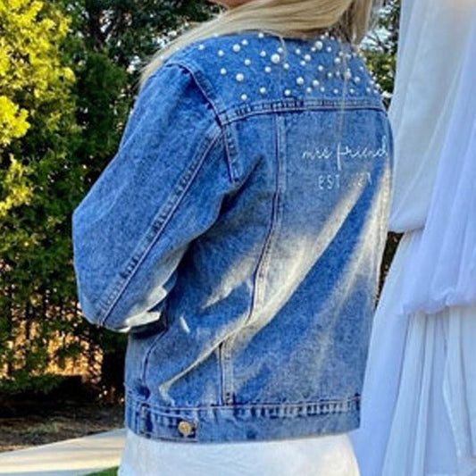 (Blue Pearl) Mrs. EST Personalized Denim Jacket