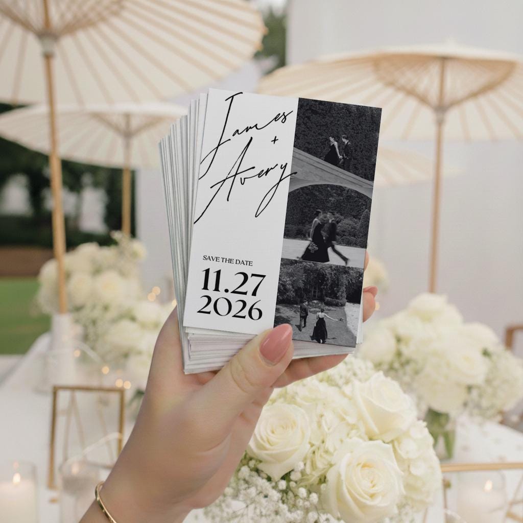 Modern Custom Wedding Photo Magnet