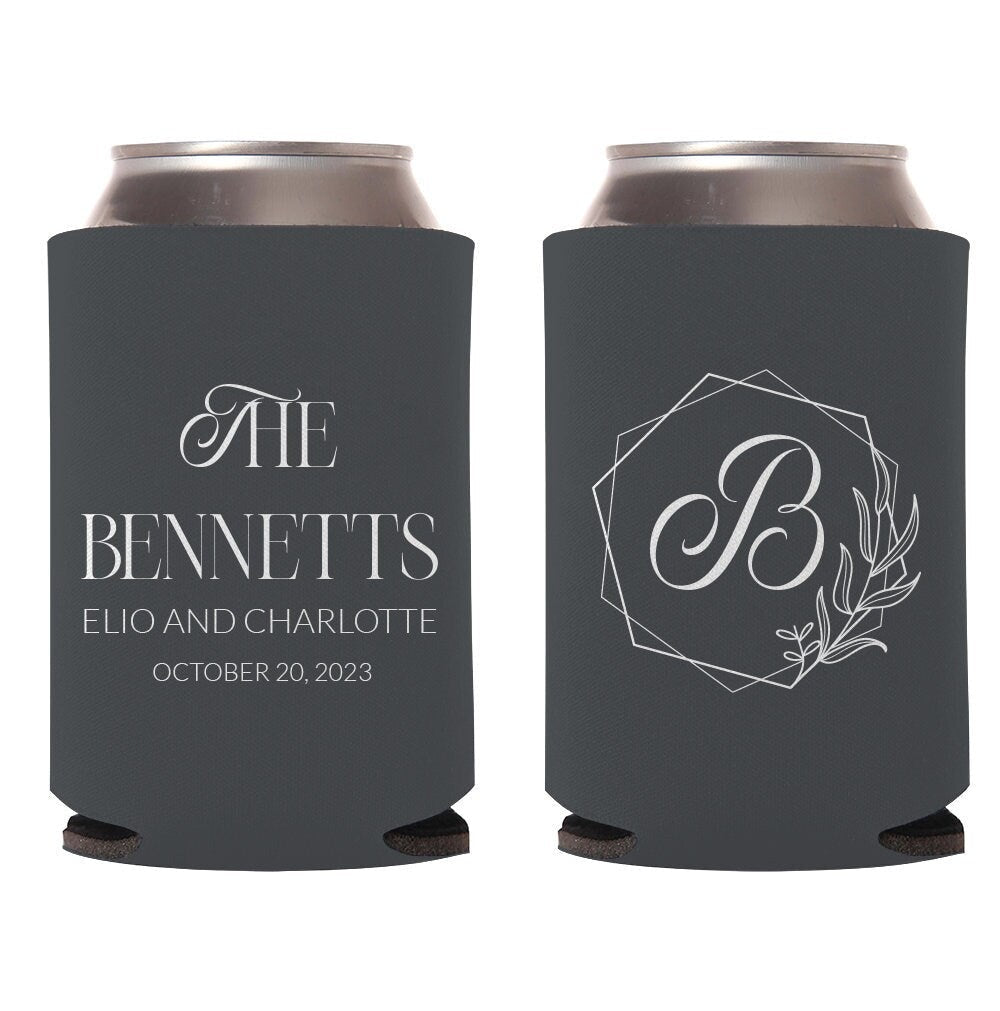 Monogram Can Coolers Favors