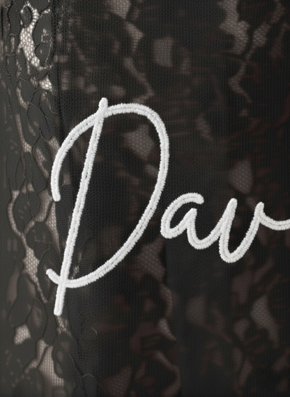 Black Embroidered Mrs Wedding Veil