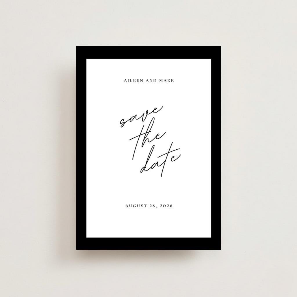 Minimalist Wedding Magnet Favor With Black Border