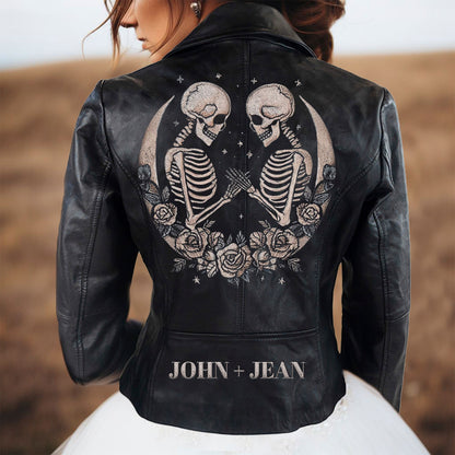 (Real Leather) Embroidered Leather Jacket with Names