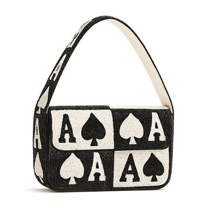 All-Over Ace of Spades Beaded Purse