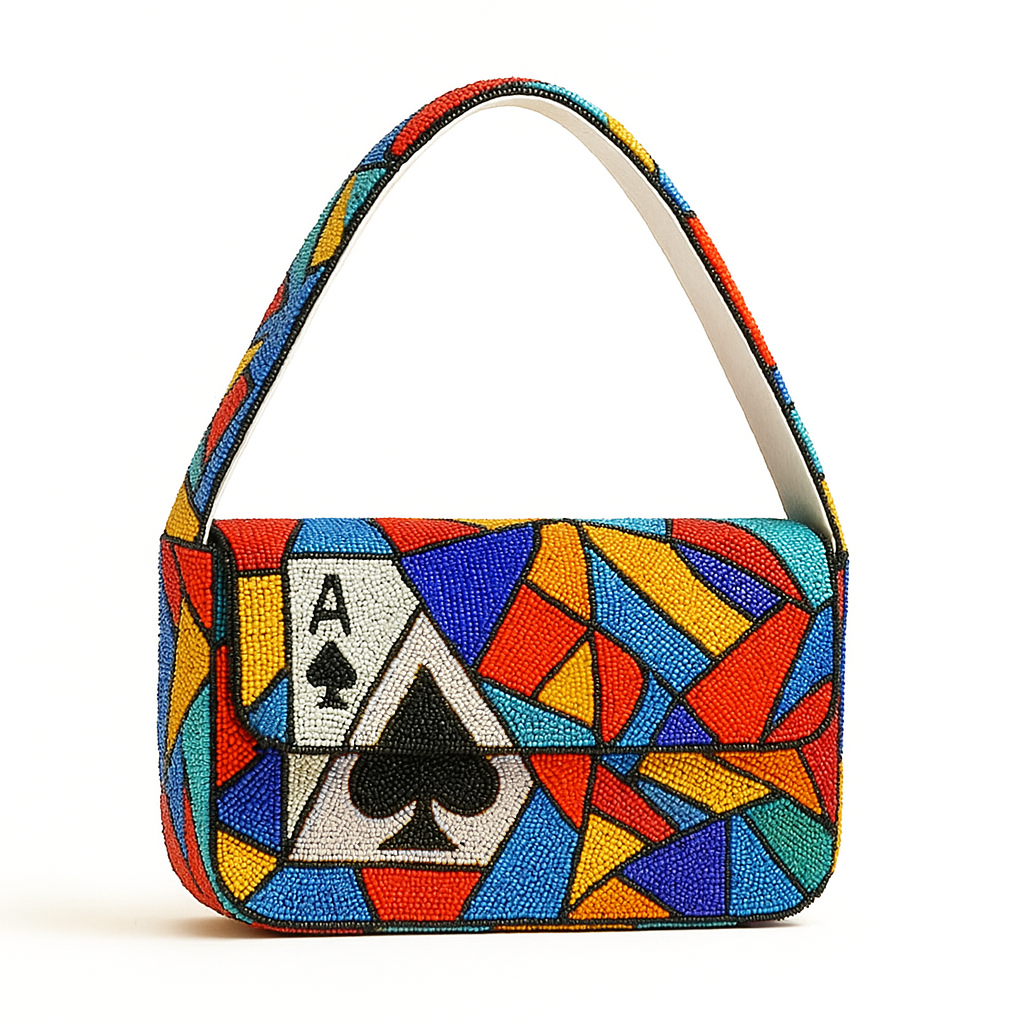 Colorful Ace of Spades Beaded Purse
