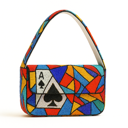 Colorful Ace of Spades Beaded Purse