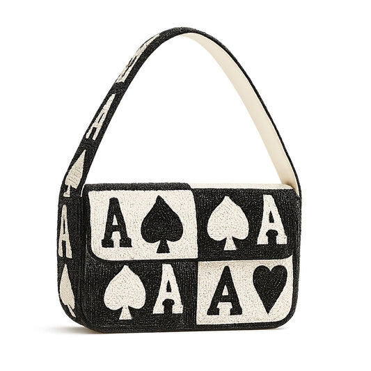 All-Over Ace of Spades Beaded Purse