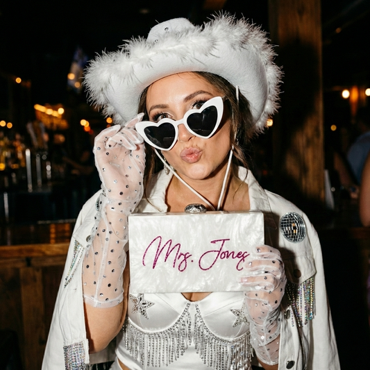 Personalized White Marbled Bridal Clutch