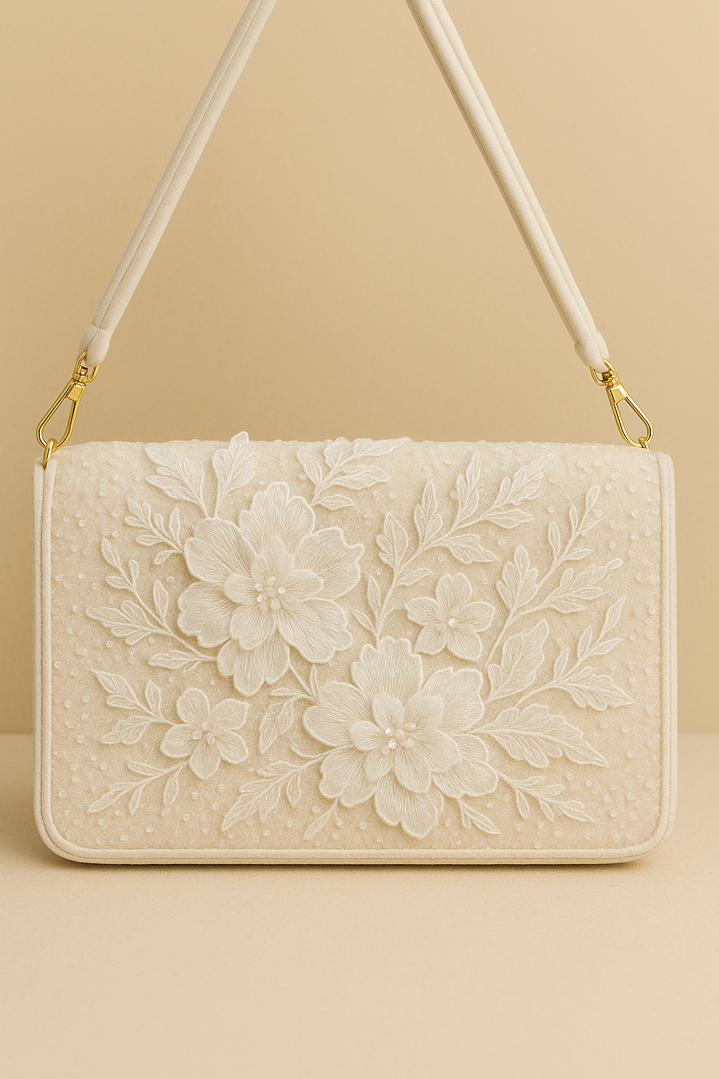 Ivory Floral Shoulder Bag for Brides & Weddings