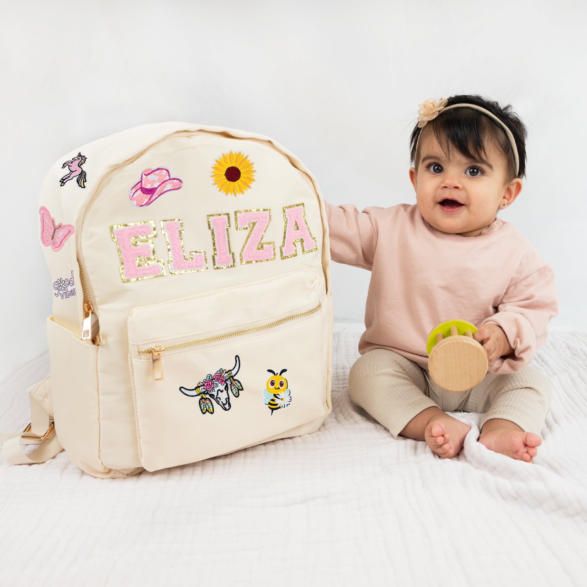 Personalized Kids Backpack with Patches Kid s Backpack Pretty Robes PrettyRobes