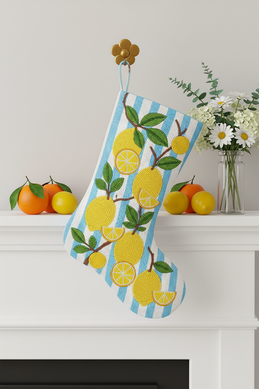 Beaded Lemon Stocking