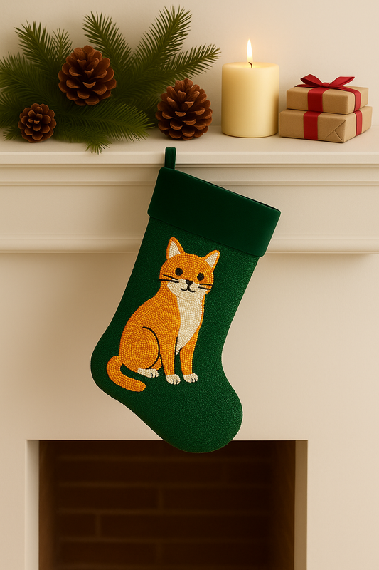 Custom Beaded Dog Christmas Stocking