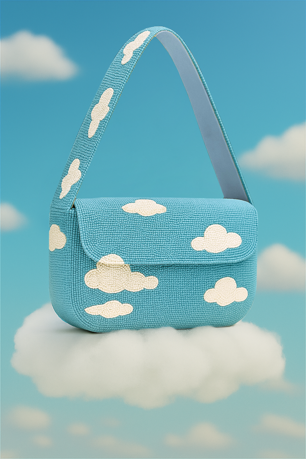Blue Beaded Cloud Purse