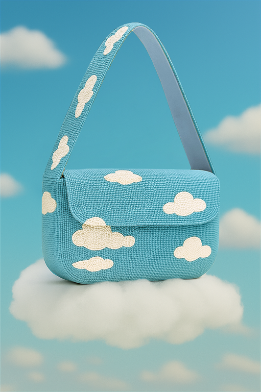 Blue Beaded Cloud Purse