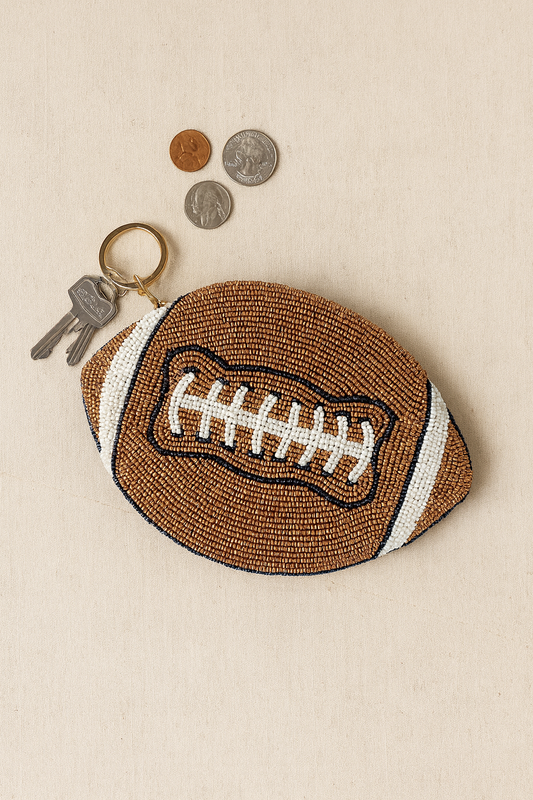 Custom Beaded Football Coin Purse