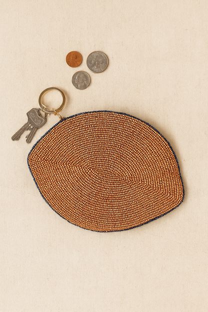 Custom Beaded Football Coin Purse