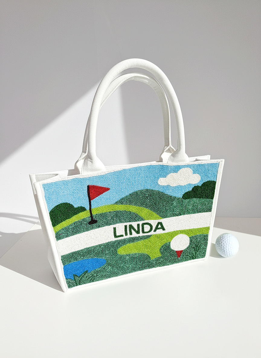 Personalized Beaded Golf Tote