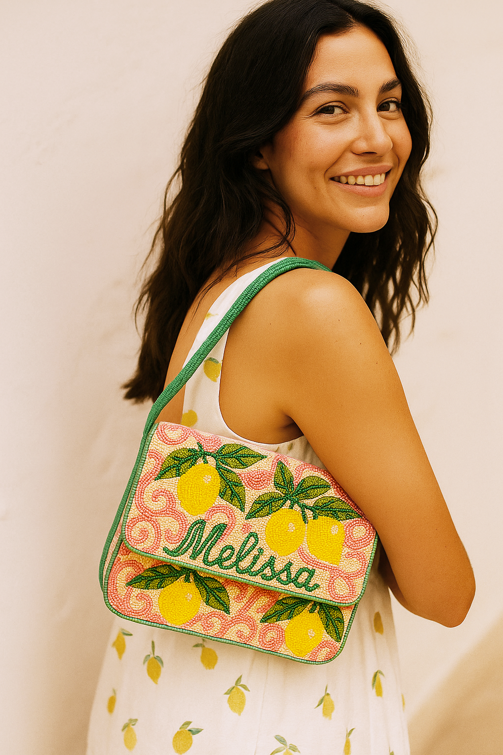 Custom Name Lemon Shoulder Bag