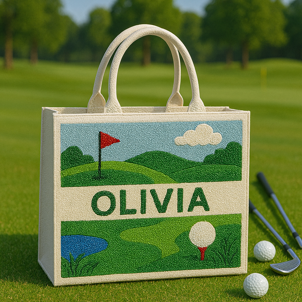 Personalized Beaded Golf Tote