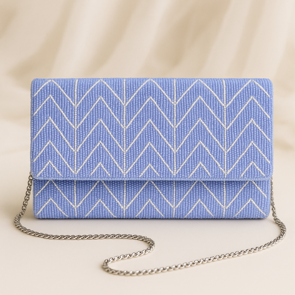 Gold Scallop Beaded Clutch