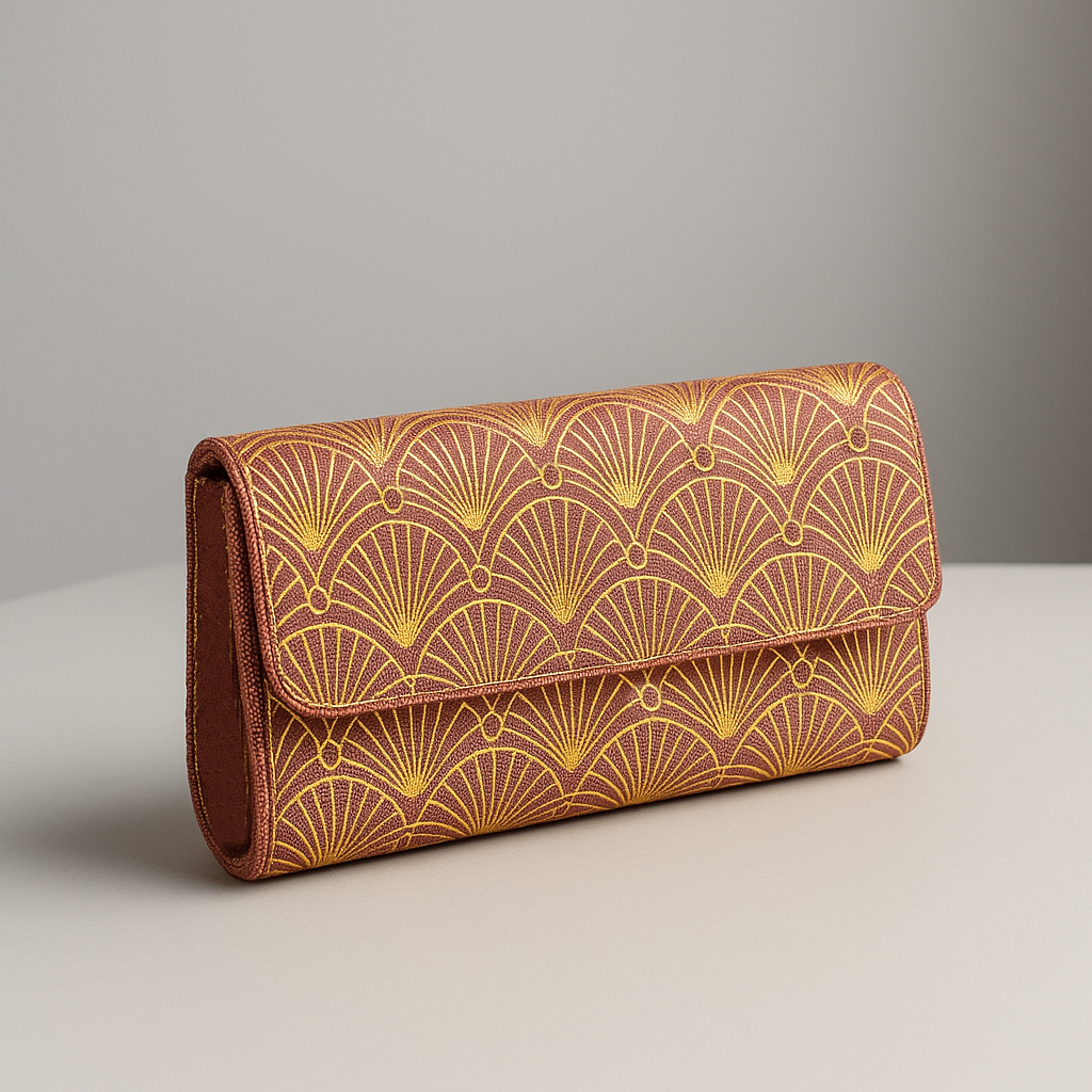 Gold Scallop Beaded Clutch