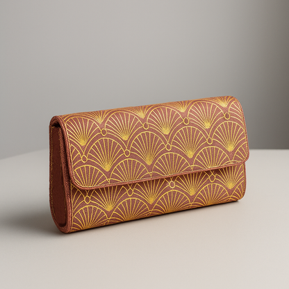 Gold Scallop Beaded Clutch