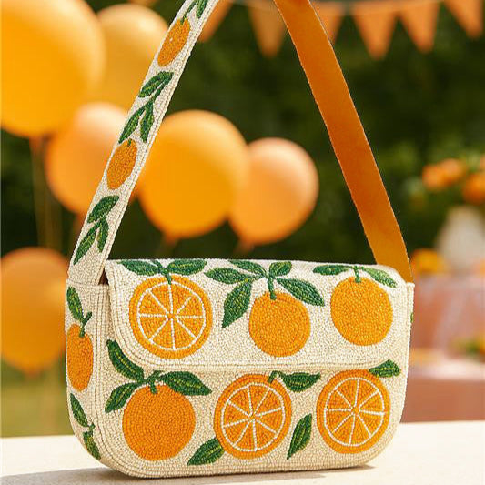 Beaded Orange Shoulder Bag