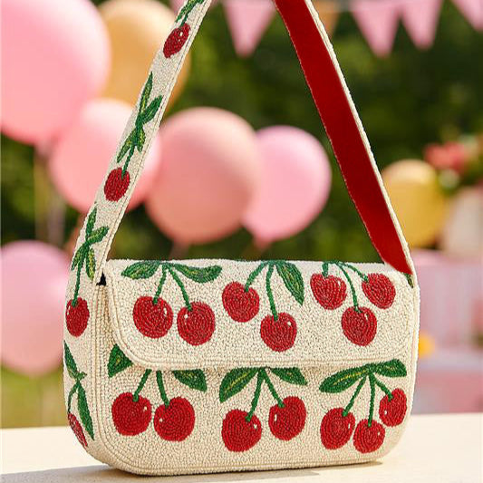 Beaded Cherry Shoulder Bag