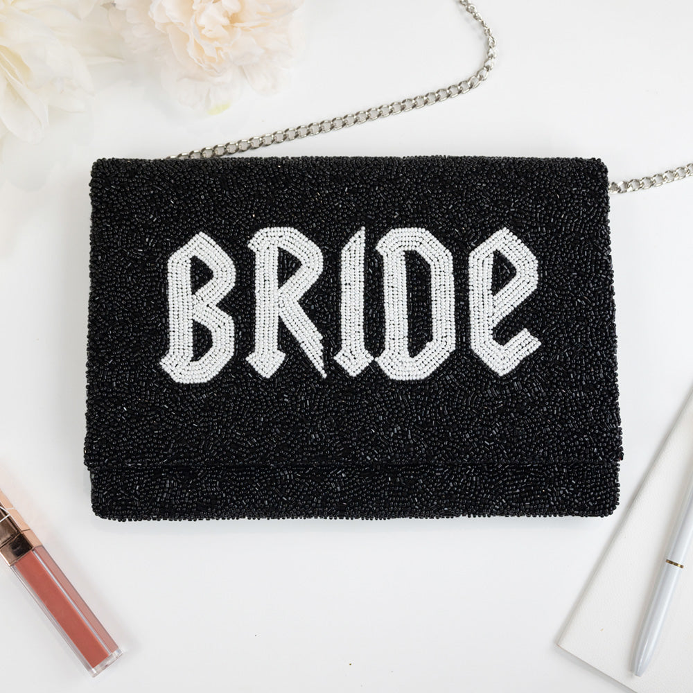 Gothic Beaded Canvas Clutch