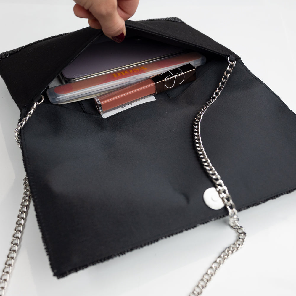 Gothic Beaded Canvas Clutch