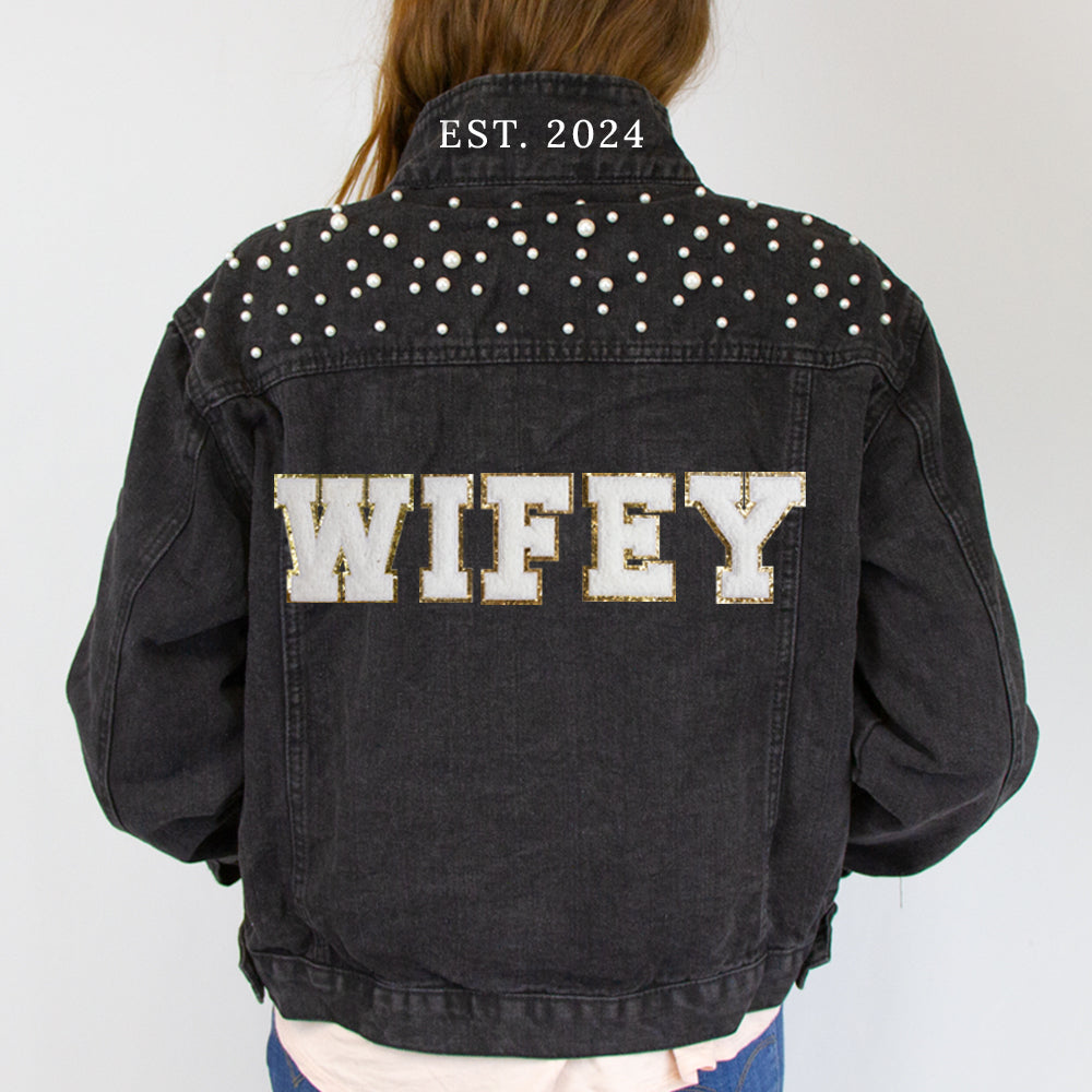 Personalized Patch  Pearl Denim Jacket