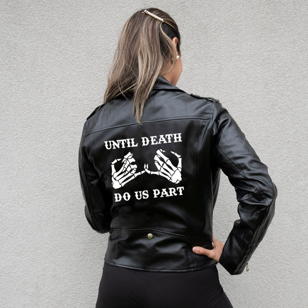 (Faux Leather) Black Until Death Do Us Part Bridal Shower Leather Jacket