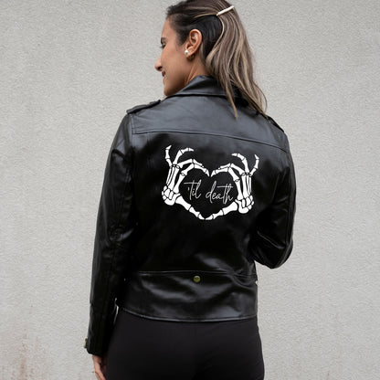 (Faux Leather) Black Till Death Leather Jacket