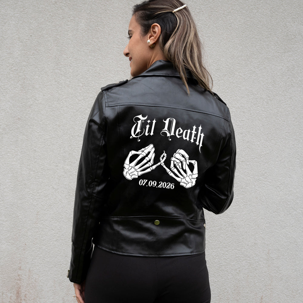 (Faux Leather) Bridal Shower Til Death Leather Jacket – PrettyRobes.com